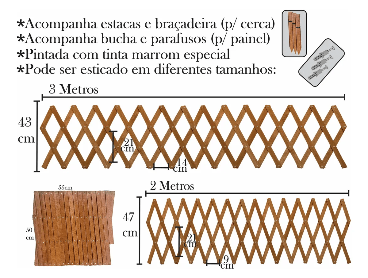 Treliça Flexível 50 X 50cm  Marrom 